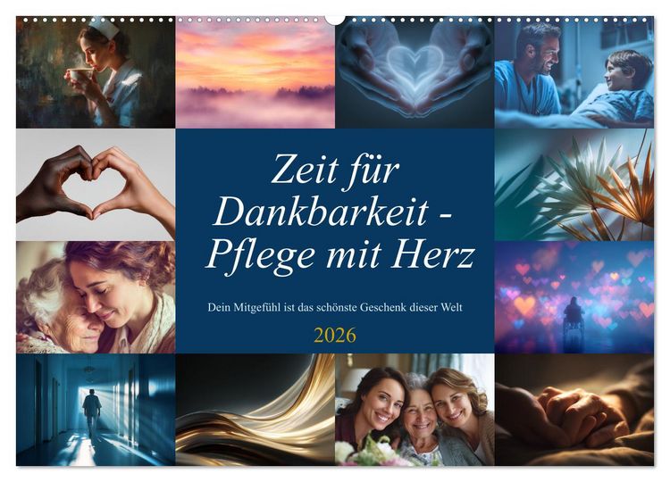 Produktbild: Zeit f&uuml;r Dankbarkeit - Pflege mit Herz (Wandkalender 2026 DIN A2 quer), CALVENDO Monatskalender