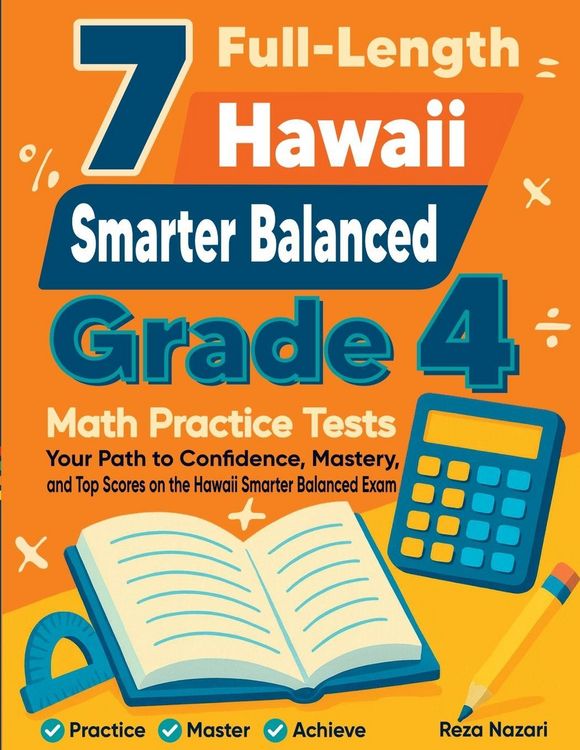 Produktbild: 7 Full-Length Hawaii Smarter Balanced Grade 4 Math Practice Tests