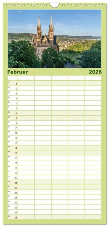 Produktbild: Familienplaner 2026 - Unterwegs - Rhein-Burgen-Weg mit 5 Spalten (Wandkalender, 21 x 45 cm) CALVENDO