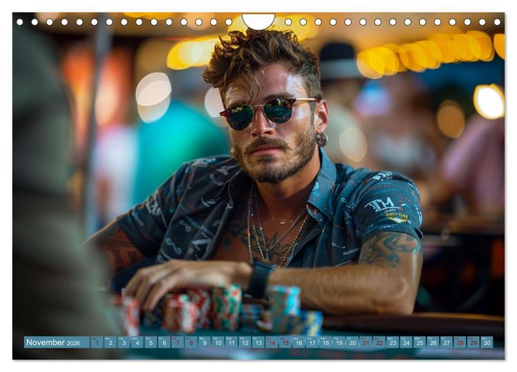Produktbild: Texas Hold'em Poker Faces (Wall Calendar 2026 DIN A4 landscape), CALVENDO 12 Month Wall Calendar