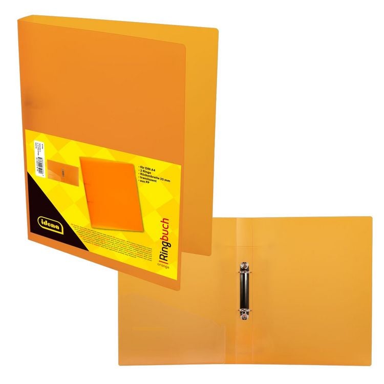 Produktbild: Idena Ringbuch PP 2 Ringe 35mm transluzent orange DIN A4