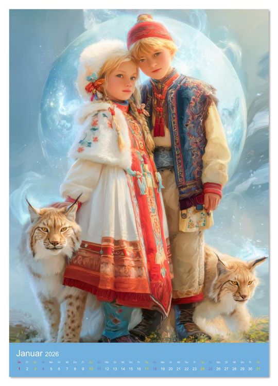 Produktbild: Norwegische indigene Folklorekleidung - Mensch und Tier (Wandkalender 2026 DIN A2 hoch), CALVENDO Monatskalender