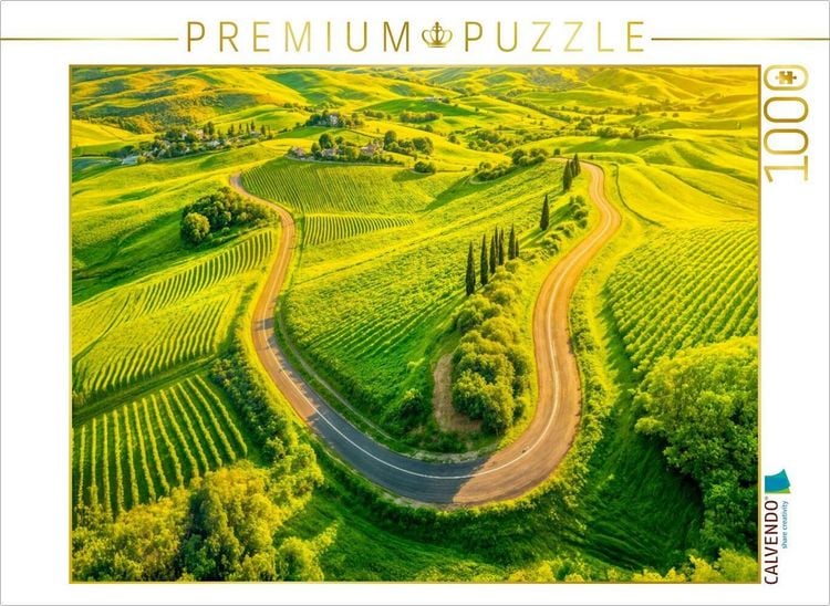 Produktbild: CALVENDO Puzzle Stra&szlig;e zwischen Weinreben und Zypressen | 1000 Teile Lege-Gr&ouml;&szlig;e 64x48cm Foto-Puzzle f&uuml;r gl&uuml;ckliche Stunden
