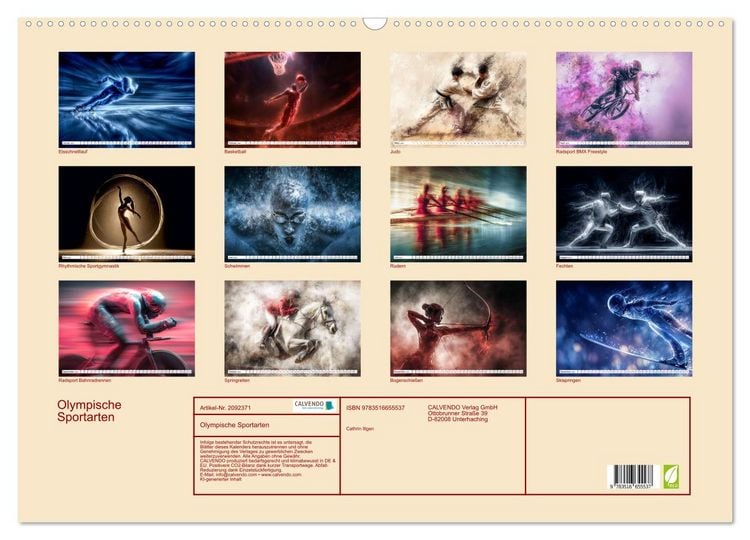 Produktbild: Olympische Sportarten (Wandkalender 2026 DIN A2 quer), CALVENDO Monatskalender