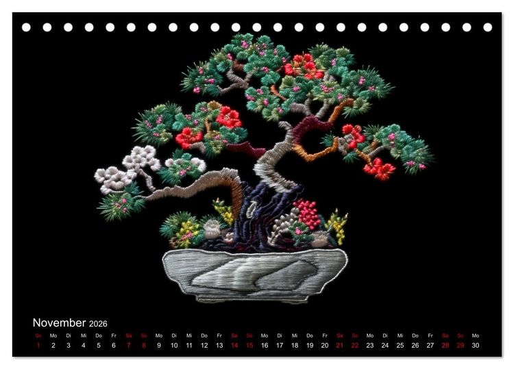 Produktbild: Japanische Stickerei - Hommage an die &Auml;sthetik des Landes (Tischkalender 2026 DIN A5 quer), CALVENDO Monatskalender