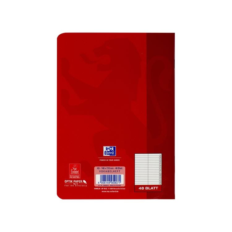 Produktbild: OXFORD Vokabelheft mit Register A5, 48 Blatt, mit Register A-Z, 90 g/m&sup2;