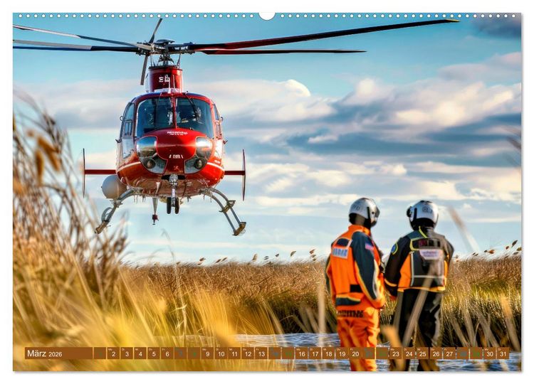 Produktbild: Im Bann der Rettung - Rettungshubschrauber (Wandkalender 2026 DIN A2 quer), CALVENDO Monatskalender