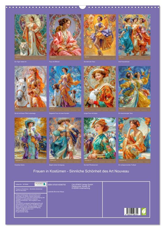 Produktbild: Frauen in Kost&uuml;men - Sinnliche Sch&ouml;nheit des Art Nouveau (Wandkalender 2026 DIN A2 hoch), CALVENDO Monatskalender