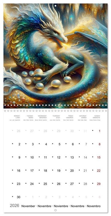 Produktbild: Moments d'amours de dragons (Calendrier mural carr&eacute; 2026 30x30 cm) Calendrier double avec une page pour vos prises de notes