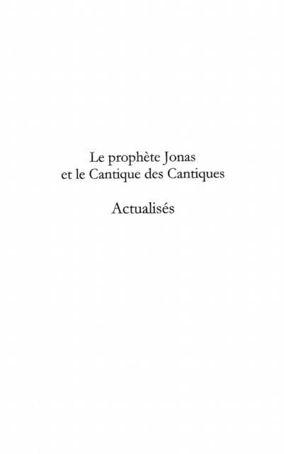 Produktbild: Les prophetes Jonas et la cantique des cantiques actualises