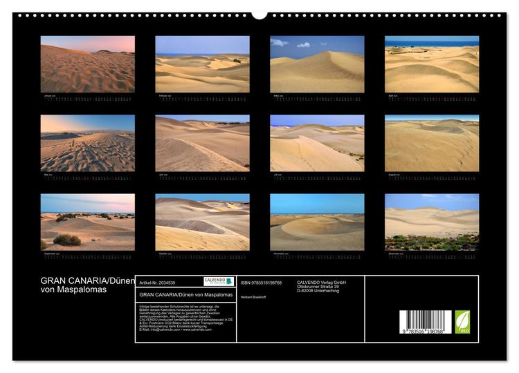 Produktbild: GRAN CANARIA/D&uuml;nen von Maspalomas (hochwertiger Premium Wandkalender 2026 DIN A2 quer), Kunstdruck in Hochglanz
