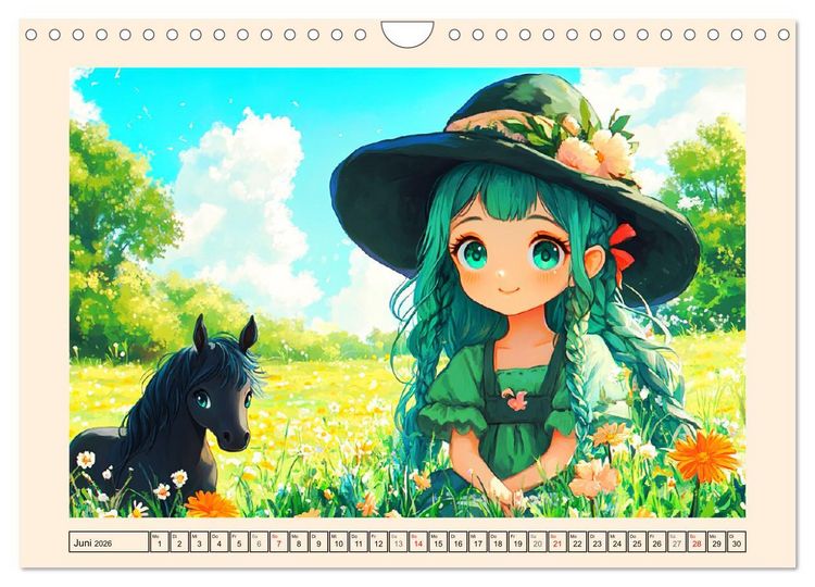 Produktbild: Kleine Hexen. Zauberhafte M&auml;dchen mit magischen Kr&auml;ften (Wandkalender 2026 DIN A4 quer), CALVENDO Monatskalender