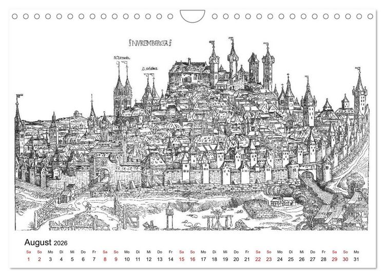 Produktbild: Schedelsche Weltchronik Deutsche St&auml;dte 1493 (Wandkalender 2026 DIN A4 quer), CALVENDO Monatskalender