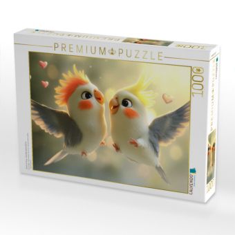Produktbild: CALVENDO Puzzle Duett im Flug - Zwei Nymphensittiche | 1000 Teile Lege-Gr&ouml;&szlig;e 64x48cm Foto-Puzzle f&uuml;r gl&uuml;ckliche Stunden