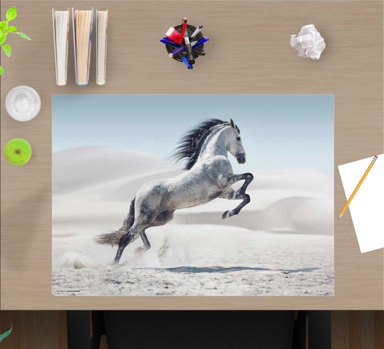 Produktbild: Cover-your-desk Schreibtischunterlage f&uuml;r Kinder und Erwachsene Wei&szlig;es Pferd, aus hochwertigem Vinyl , 60 x 40 cm