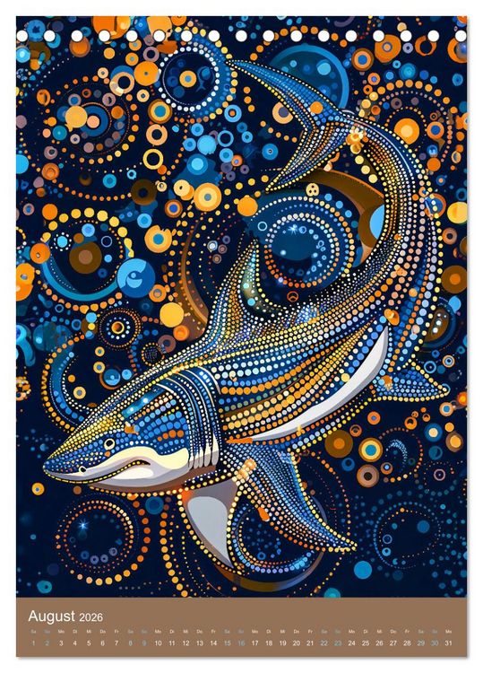 Produktbild: Wildes Australien - Tiere im Stile der Aborigine-Kunst (Tischkalender 2026 DIN A5 hoch), CALVENDO Monatskalender