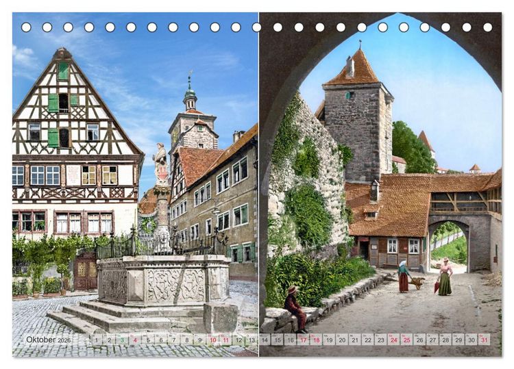 Produktbild: Rothenburg ob der Tauber um das Jahr 1900 &ndash; Fotos neu koloriert (Tischkalender 2026 DIN A5 quer), CALVENDO Monatskalender