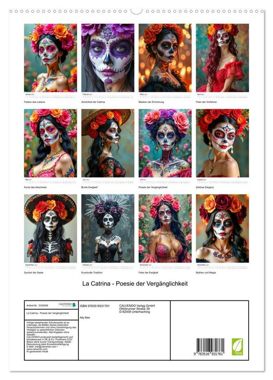 Produktbild: La Catrina - Poesie der Verg&auml;nglichkeit (hochwertiger Premium Wandkalender 2027 DIN A2 hoch), Kunstdruck in Hochglanz