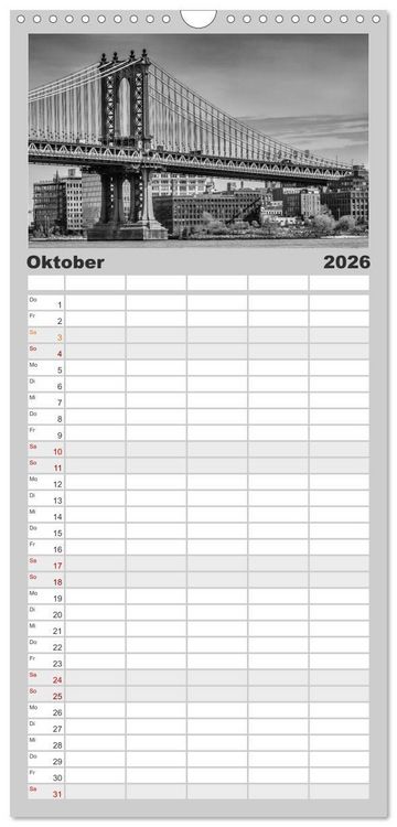 Produktbild: Familienplaner 2026 - NEW YORK Urbaner Flair mit 5 Spalten (Wandkalender, 21 x 45 cm) CALVENDO