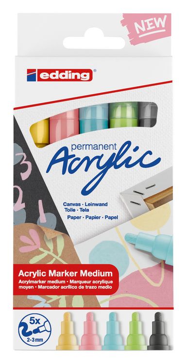 Produktbild: Edding Acrylmarker Acrylic 5100 Mittel 5er Set
