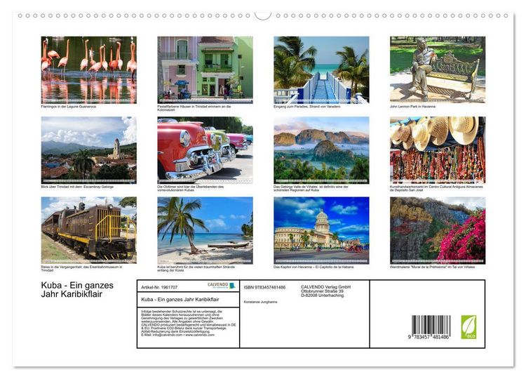 Produktbild: Kuba - Ein ganzes Jahr Karibikflair (hochwertiger Premium Wandkalender 2026 DIN A2 quer), Kunstdruck in Hochglanz