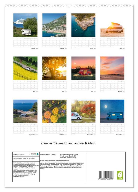 Produktbild: Camper Tr&auml;ume Urlaub auf vier R&auml;dern (hochwertiger Premium Wandkalender 2026 DIN A2 hoch), Kunstdruck in Hochglanz