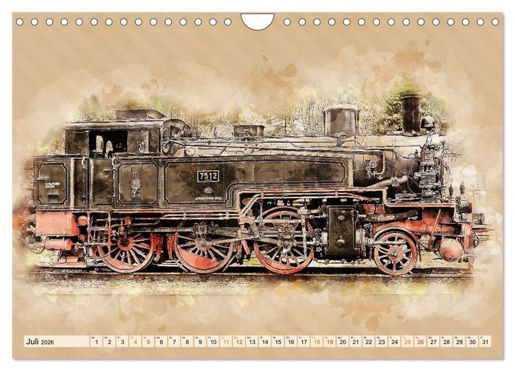 Produktbild: Dampflokomotiven - wundersch&ouml;ne Giganten auf Schienen (Wandkalender 2026 DIN A4 quer), CALVENDO Monatskalender