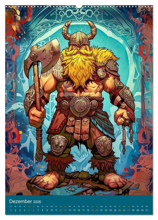 Produktbild: Wikinger Action - Comic-Helden inspiriert von den Nordm&auml;nnern (hochwertiger Premium Wandkalender 2026 DIN A2 hoch), Kunstdruck in Hochglanz