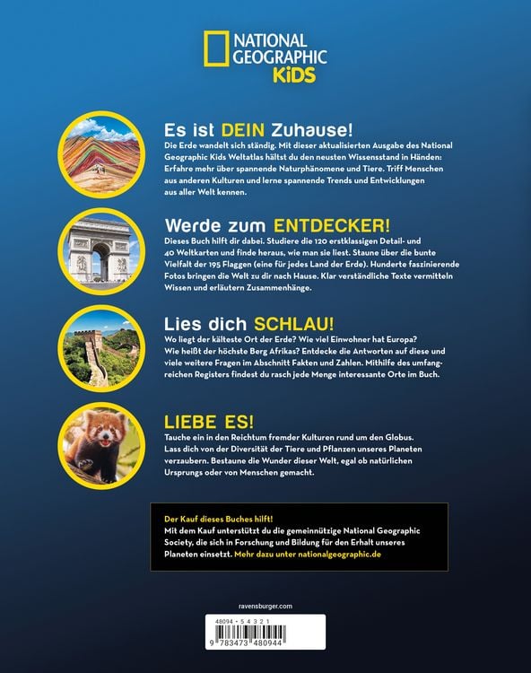 Produktbild: National Geographic Kids Weltatlas - Fremde Kulturen, gro&szlig;artige Naturwunder und wilde Tiere entdecken: Kinderatlas f&uuml;r Kids ab 8 Jahren