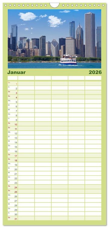 Produktbild: Familienplaner 2026 - CHICAGO Stadtzentrum mit 5 Spalten (Wandkalender, 21 x 45 cm) CALVENDO