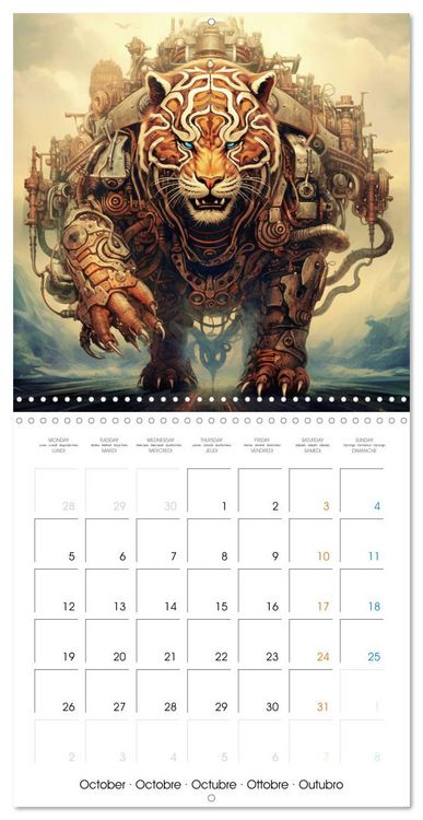 Produktbild: Cr&eacute;atures r&eacute;tro-m&eacute;caniques (Calendrier mural carr&eacute; 2026 30x30 cm) Calendrier double avec une page pour vos prises de notes
