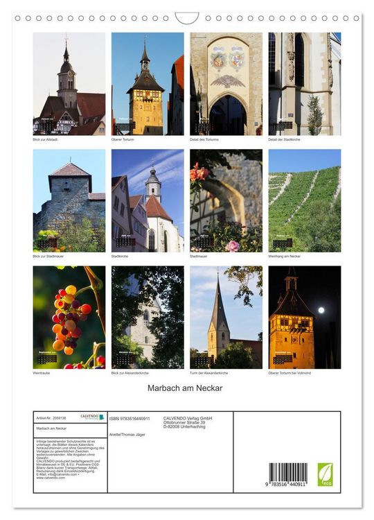Produktbild: Marbach am Neckar (Wandkalender 2026 DIN A3 hoch), CALVENDO Monatskalender