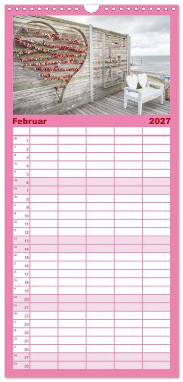 Produktbild: Familienplaner 2027 - Liebesschl&ouml;sser, Ich liebe Dich mit 5 Spalten (Wandkalender, 21 x 45 cm) CALVENDO