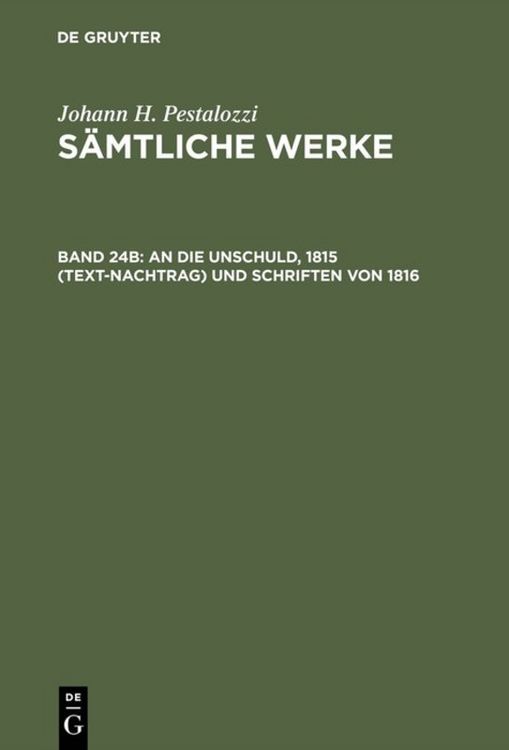 Produktbild: An die Unschuld, 1815 (Text-Nachtrag) und Schriften von 1816