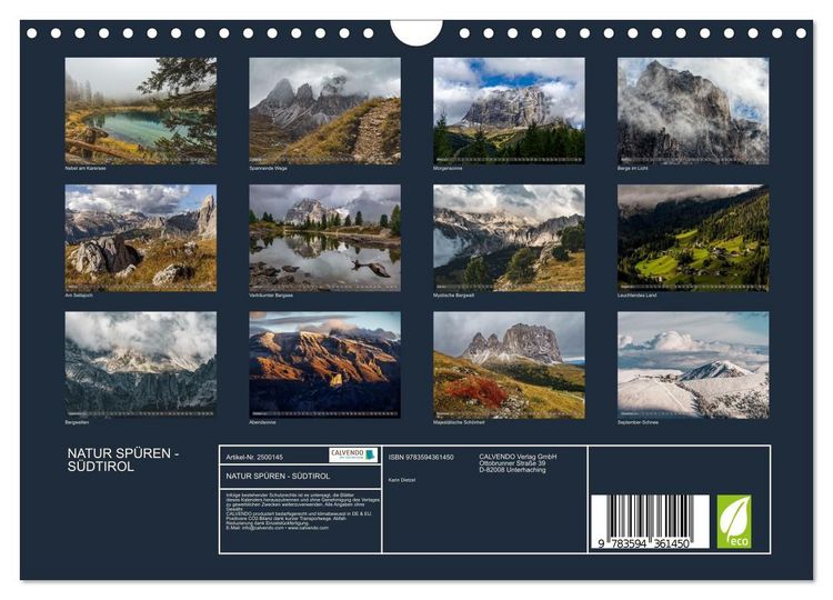 Produktbild: NATUR SP&Uuml;REN - S&Uuml;DTIROL (Wandkalender 2027 DIN A4 quer), CALVENDO Monatskalender