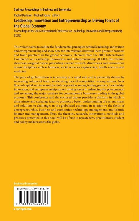 Produktbild: Leadership, Innovation and Entrepreneurship as Driving Forces of the Global Economy