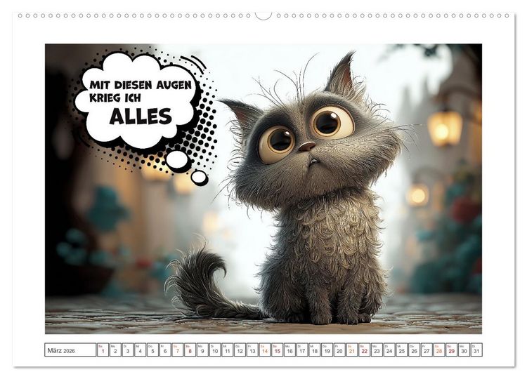 Produktbild: Katzenhumor im Blick (Wandkalender 2026 DIN A2 quer), CALVENDO Monatskalender