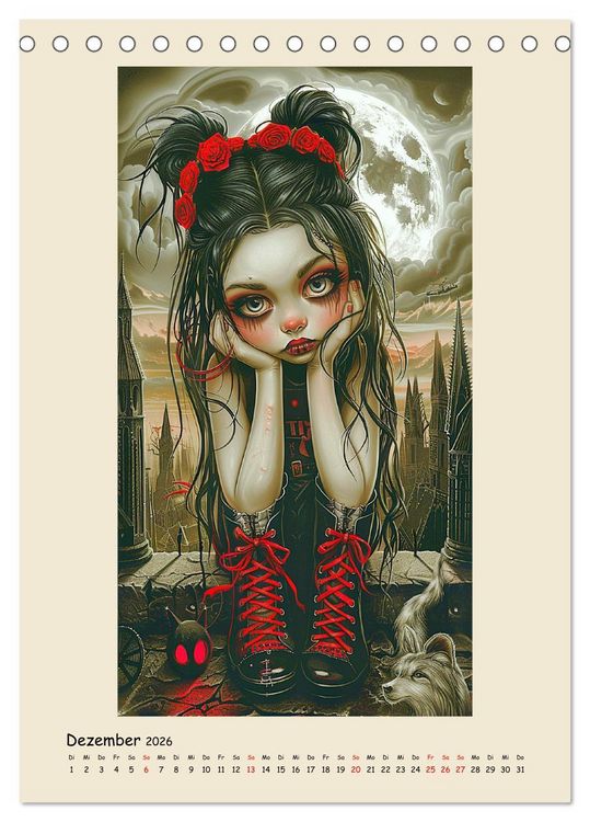 Produktbild: Gothic-Girls. Bizzare Comic-Art (Tischkalender 2026 DIN A5 hoch), CALVENDO Monatskalender