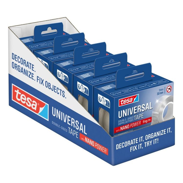 Produktbild: tesa Klebeband Universal Tape doppelseitig 1mx30mm mit Nano Power 5kg/m