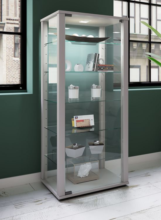 Produktbild: Holz Glas Stand Vitrine Sammelvitrine Kavisa L