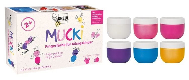 Produktbild: KREUL MUCKI Fingerfarbe f&uuml;r K&ouml;nigskinder 6er Set 50 ml