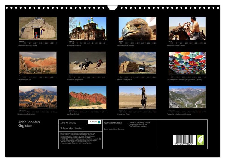 Produktbild: Unbekanntes Kirgistan (Wandkalender 2026 DIN A3 quer), CALVENDO Monatskalender