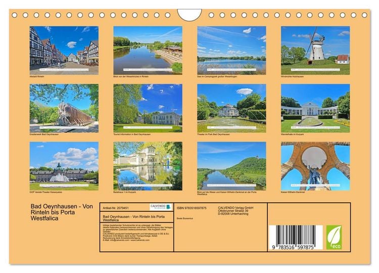 Produktbild: Bad Oeynhausen - Von Rinteln bis Porta Westfalica (Wandkalender 2026 DIN A4 quer), CALVENDO Monatskalender