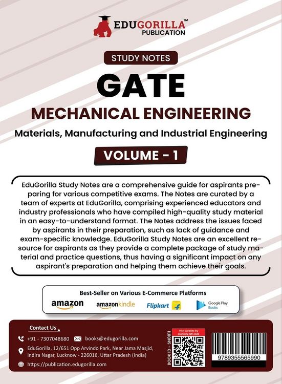 Produktbild: GATE Mechanical Engineering Materials, Manufacturing and Industrial Engineering (Vol 1) Topic-wise Notes | A Complete Preparation Study Notes with Sol