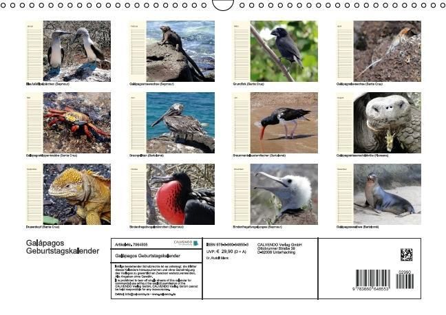 Produktbild: Gal&aacute;pagos Geburtstagskalender (Wandkalender immerw&auml;hrend DIN A3 quer)