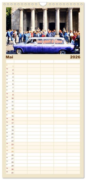 Produktbild: Familienplaner 2026 - Trabi-Land DDR mit 5 Spalten (Wandkalender, 21 x 45 cm) CALVENDO