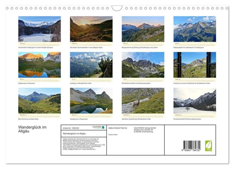 Produktbild: Wandergl&uuml;ck im Allg&auml;u (Wandkalender 2026 DIN A3 quer), CALVENDO Monatskalender