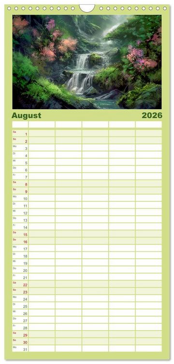 Produktbild: Familienplaner 2026 - Kaskaden - Die Poesie des Wassers mit 5 Spalten (Wandkalender, 21 x 45 cm) CALVENDO