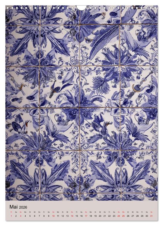 Produktbild: Portugiesischer Fliesen - Azulejos f&uuml;r Fliesenleger, Kunst- und Portugal-Liebhaber (Wandkalender 2026 DIN A3 hoch), CALVENDO Monatskalender