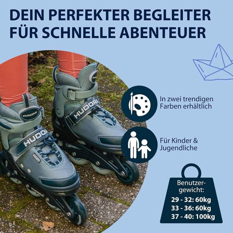 Produktbild: HUDORA 28248 - Inline Skates, Leon 2.0 ocean, Gr. 33-36